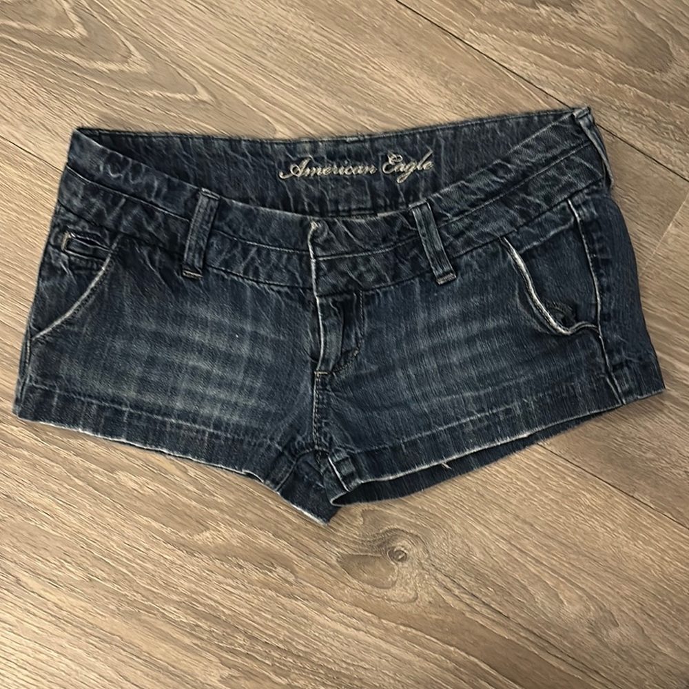 American Eagle Outfitters Blue Jean Shorts Distressed Cut-Off Style
